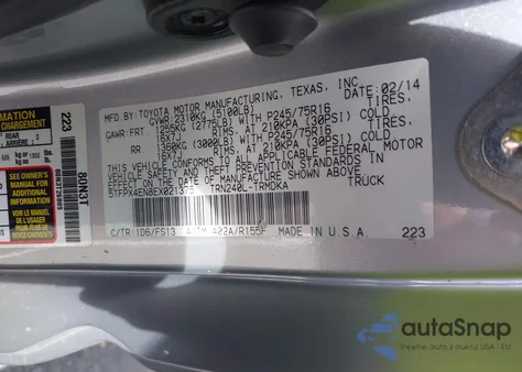 2014 Toyota Tacoma z USA, uszkodzony, nr VIN 5TFPX4EN8EX021375